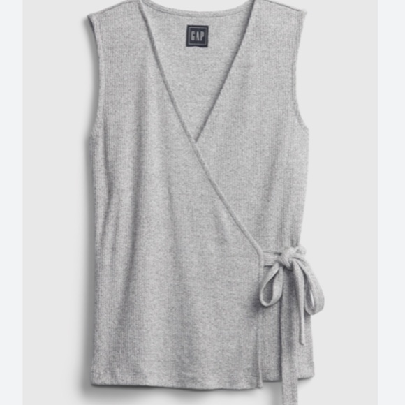GAP Knit Wrap Tank Top - Light Camel/Beige - Picture 9 of 9